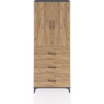 Arges Dolap 2 Raflı 3 Çekmeceli 2 Kapaklı 88X30X221 Antrasit-Çam