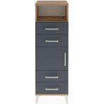 Arges Dolap 2 Raflı 4 Çekmeceli Tek Kapaklı 44X30X134 Çam-Antrasit - Atlas Çam