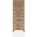 Arges Dolap 2 Raflı 5 Çekmeceli 2 Kapaklı 60X30X163 Çam-Çam - Atlas Çam