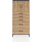 Arges Dolap 2 Raflı 5 Çekmeceli 2 Kapaklı 88X30X182 Antrasit-Çam