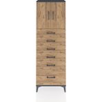 Arges Dolap 2 Raflı 6 Çekmeceli 2 Kapaklı 60X30X182 Antrasit-Çam