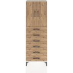 Arges Dolap 2 Raflı 6 Çekmeceli 2 Kapaklı 60X30X182 Aytaşı-Çam - Krem