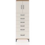Arges Dolap 2 Raflı 6 Çekmeceli 2 Kapaklı 60X30X182 Çam-Aytaşı - Atlas Çam
