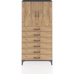 Arges Dolap 2 Raflı 6 Çekmeceli 2 Kapaklı 88X30X182 Antrasit-Çam