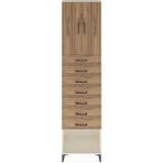 Arges Dolap 2 Raflı 7 Çekmeceli 2 Kapaklı 60X30X243 Aytaşı-Çam - Krem