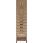 Arges Dolap 2 Raflı 7 Çekmeceli 2 Kapaklı 60X30X243 Çam-Çam - Atlas Çam