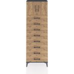 Arges Dolap 2 Raflı 8 Çekmeceli 2 Kapaklı 60X30X182 Antrasit-Çam