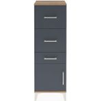 Arges Dolap 3 Çekmeceli Tek Kapaklı 44X30X134 Çam-Antrasit - Atlas Çam