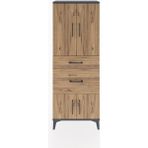 Arges Dolap 3 Raflı 2 Çekmeceli 4 Kapaklı 60X30X163 Antrasit-Çam