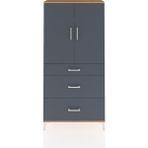 Arges Dolap 3 Raflı 3 Çekmeceli 2 Kapaklı 88X30X182 Çam-Antrasit - Atlas Çam