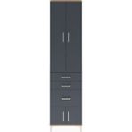 Arges Dolap 3 Raflı 3 Çekmeceli 4 Kapaklı 60X30X243 Çam-Antrasit - Atlas Çam