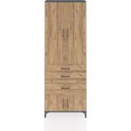 Arges Dolap 3 Raflı 3 Çekmeceli 4 Kapaklı 88X30X243 Antrasit-Çam