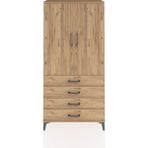Arges Dolap 3 Raflı 4 Çekmeceli 2 Kapaklı 88X30X182 Çam-Çam - Atlas Çam