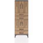 Arges Dolap 3 Raflı 4 Çekmeceli 4 Kapaklı 60X30X163 Antrasit-Çam