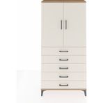 Arges Dolap 3 Raflı 5 Çekmeceli 2 Kapaklı 88X30X182 Çam-Aytaşı - Atlas Çam
