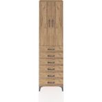Arges Dolap 3 Raflı 6 Çekmeceli 2 Kapaklı 60X30X221 Çam-Çam - Atlas Çam