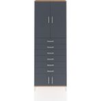 Arges Dolap 3 Raflı 6 Çekmeceli 4 Kapaklı 88X30X243 Çam-Antrasit - Atlas Çam