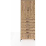 Arges Dolap 3 Raflı 6 Çekmeceli 4 Kapaklı 88X30X243 Çam-Çam - Atlas Çam