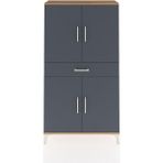 Arges Dolap 3 Raflı Tek Çekmeceli 4 Kapaklı 88X30X163 Çam-Antrasit - Atlas Çam