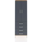 Arges Dolap 4 Raflı 3 Çekmeceli 2 Kapaklı 60X30X182 Çam-Antrasit - Atlas Çam