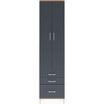 Arges Dolap 4 Raflı 3 Çekmeceli 2 Kapaklı 60X30X243 Çam-Antrasit - Atlas Çam