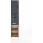 Arges Dolap 4 Raflı 3 Çekmeceli Tek Kapaklı 44X30X221 Çam-Antrasit - Atlas Çam