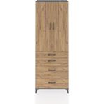 Arges Dolap 4 Raflı 4 Çekmeceli 2 Kapaklı 88X30X243 Antrasit-Çam