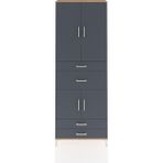 Arges Dolap 4 Raflı 4 Çekmeceli 4 Kapaklı 88X30X243 Çam-Antrasit - Atlas Çam