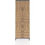 Arges Dolap 4 Raflı 5 Çekmeceli 4 Kapaklı 88X30X243 Antrasit-Çam