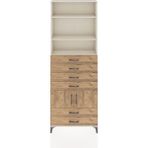 Arges Dolap 4 Raflı 6 Çekmeceli 2 Kapaklı 88X30X243 Aytaşı-Çam - Krem