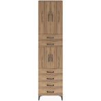 Arges Dolap 4 Raflı 6 Çekmeceli 4 Kapaklı 60X30X243 Çam-Çam - Atlas Çam