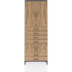 Arges Dolap 4 Raflı 6 Çekmeceli 4 Kapaklı 88X30X243 Antrasit-Çam