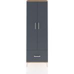 Arges Dolap 4 Raflı Tek Çekmeceli 2 Kapaklı 60X30X182 Çam-Antrasit - Atlas Çam