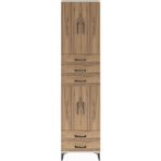Arges Dolap 5 Raflı 5 Çekmeceli 4 Kapaklı 60X30X243 Aytaşı-Çam - Krem