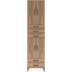 Arges Dolap 5 Raflı 5 Çekmeceli 4 Kapaklı 60X30X243 Çam-Çam - Atlas Çam