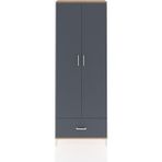 Arges Dolap 5 Raflı Tek Çekmeceli 2 Kapaklı 88X30X243 Çam-Antrasit - Atlas Çam