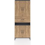 Arges Dolap 5 Raflı Tek Çekmeceli 4 Kapaklı 88X30X221 Antrasit-Çam