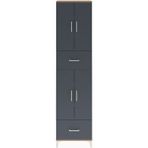 Arges Dolap 6 Raflı 2 Çekmeceli 4 Kapaklı 60X30X243 Çam-Antrasit - Atlas Çam