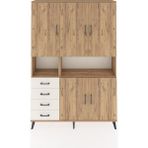 Arges Dolap 7 Raflı 4 Çekmeceli 5 Kapaklı 132X30X195 Çam-Çam/aytaşı - Atlas Çam