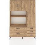 Arges Dolap 7 Raflı 5 Çekmeceli 3 Kapaklı 132X30X195 Çam-Çam/çam - Atlas Çam