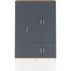 Arges Dolap 7 Raflı 5 Kapaklı Tek Askılı 132X30X195 Çam-Antrasit/çam - Atlas Çam