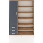 Arges Dolap 9 Raflı 3 Çekmeceli 3 Kapaklı 132X30X195 Çam-Antrasit/antrasit - Atlas Çam