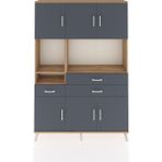 Arges Dolap 9 Raflı 3 Çekmeceli 6 Kapaklı 132X30X195 Çam-Antrasit/antrasit - Atlas Çam
