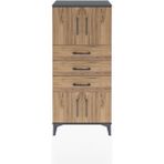 Arges Dolap Tek Raflı 3 Çekmeceli 4 Kapaklı 60X30X134 Antrasit-Çam