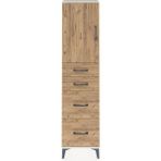Arges Dolap Tek Raflı 4 Çekmeceli Tek Kapaklı 44X30X182 Aytaşı-Çam - Krem