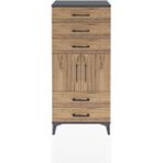 Arges Dolap Tek Raflı 5 Çekmeceli 2 Kapaklı 60X30X134 Antrasit-Çam