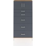 Arges Dolap Tek Raflı 5 Çekmeceli 2 Kapaklı 88X30X182 Çam-Antrasit - Atlas Çam