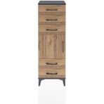 Arges Dolap Tek Raflı 5 Çekmeceli Tek Kapaklı 44X30X134 Antrasit-Çam
