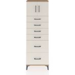 Arges Dolap Tek Raflı 6 Çekmeceli 2 Kapaklı 60X30X182 Çam-Aytaşı - Atlas Çam