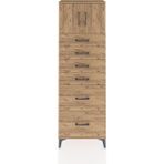 Arges Dolap Tek Raflı 6 Çekmeceli 2 Kapaklı 60X30X182 Çam-Çam - Atlas Çam